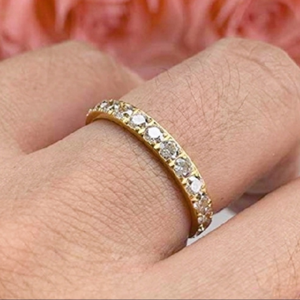 NWOT 14k yellow gold / titanium 3MM eternity band size 6.5 - Picture 8 of 10